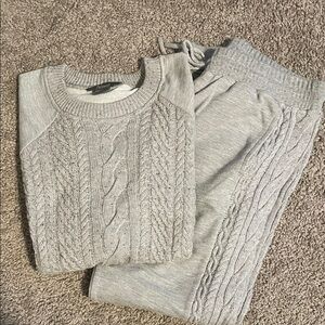Natural Reflections  Gray Cable Knit women’s sweatshirt/pants pants worn more